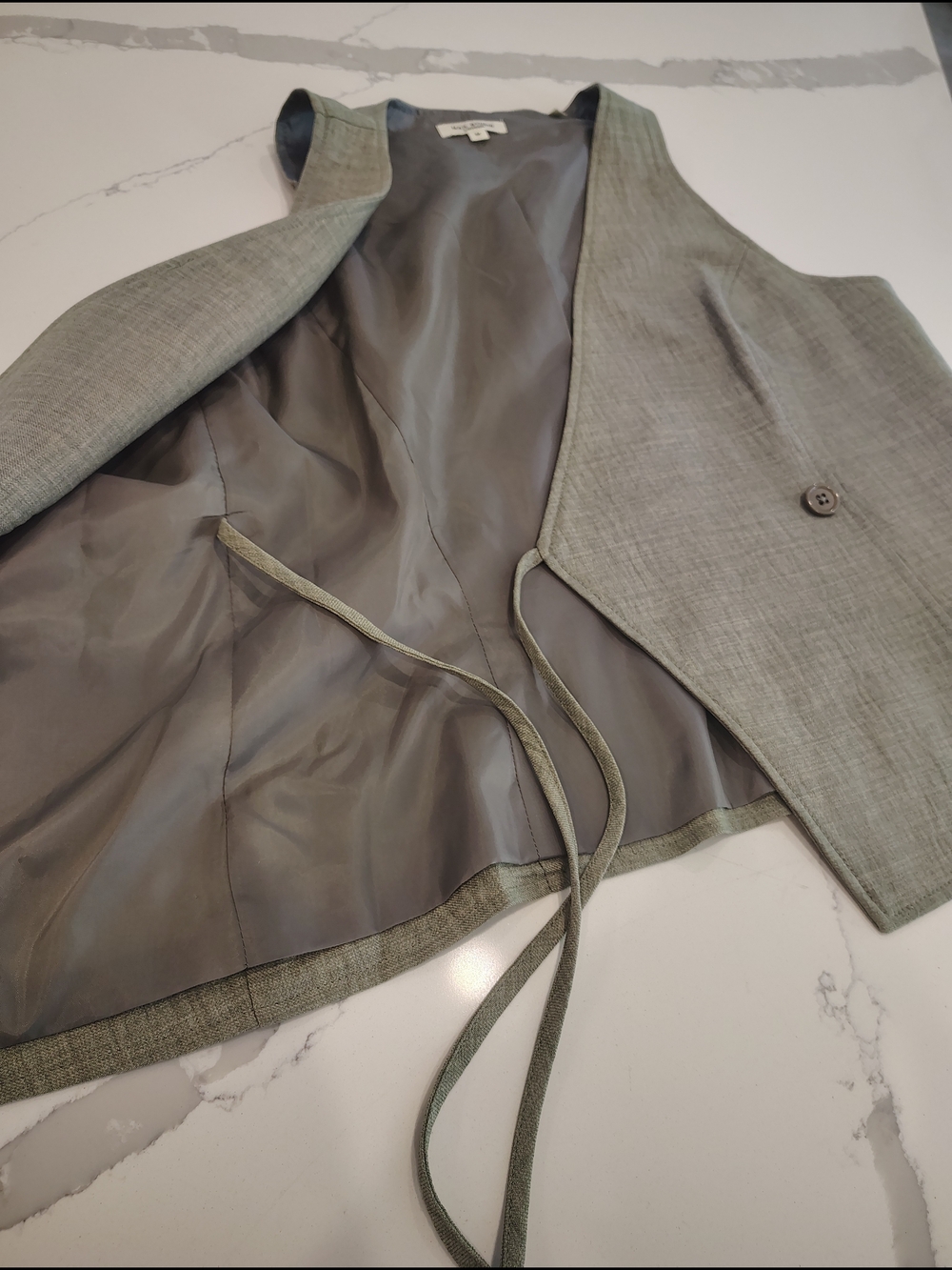 Max Studio Wrap Sleeveless Blazer Vest in light Olive Green size Medium - Picture 4 of 6